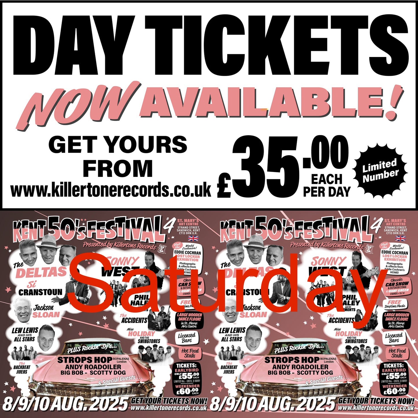 Saturday Ticket ...Kent 50s Festival 2025 9th August