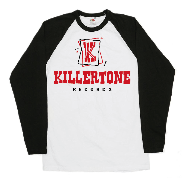 Black and white Killertone Logo long sleeve Baseball T Shirt
